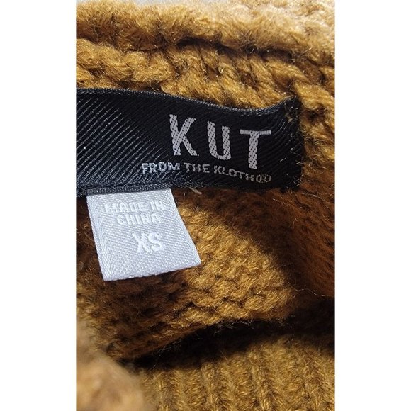 Kut From The Kloth‎ Womens Camel Viola Destructed Turtleneck Sweater Size XS - Picture 6 of 10